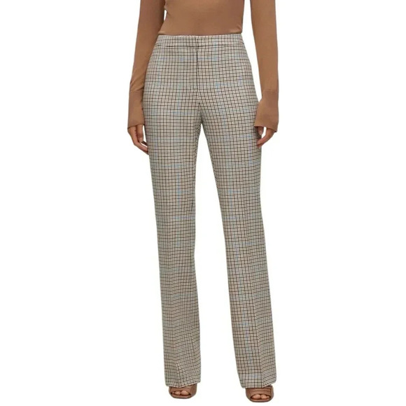 BOSS Beige Regular Fit Trousers in Checked Stretch Material 14 - Picture 1 of 5